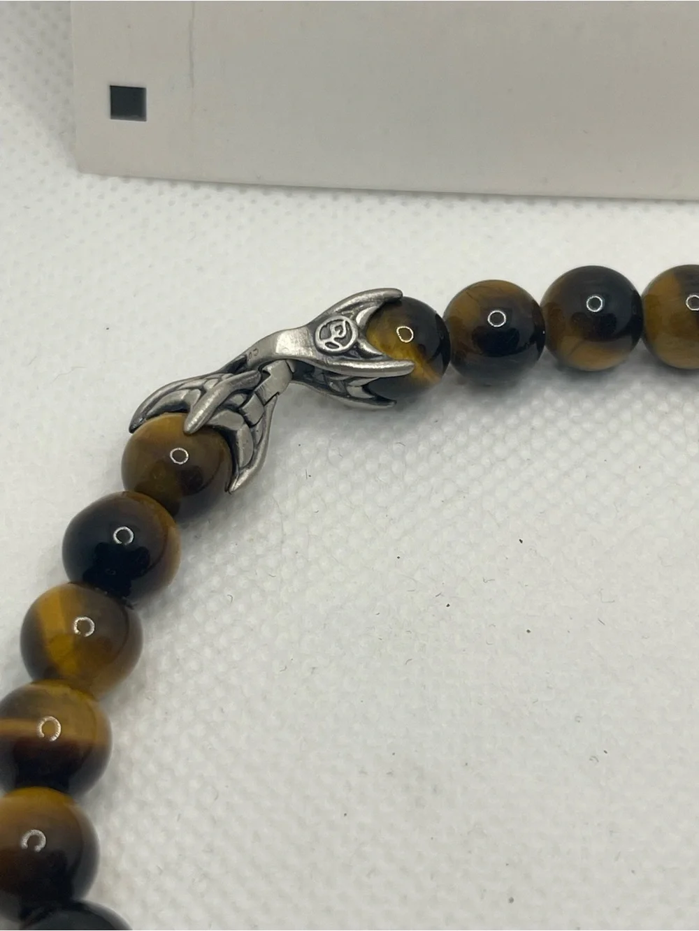 David Yurman Tiger's Eye Bead Bracelet with Sterling 8.5”